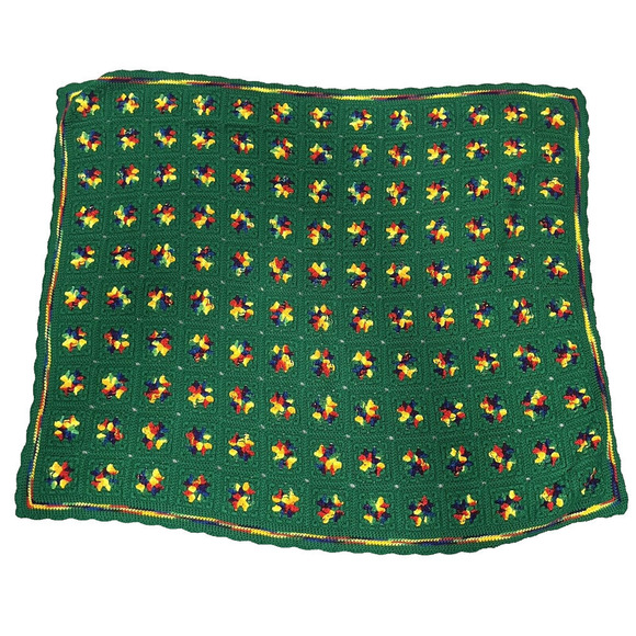 Vintage Rainbow Granny Square Thick Afghan Blanket Crochet 59" x 47" Roseanne - Picture 2 of 12